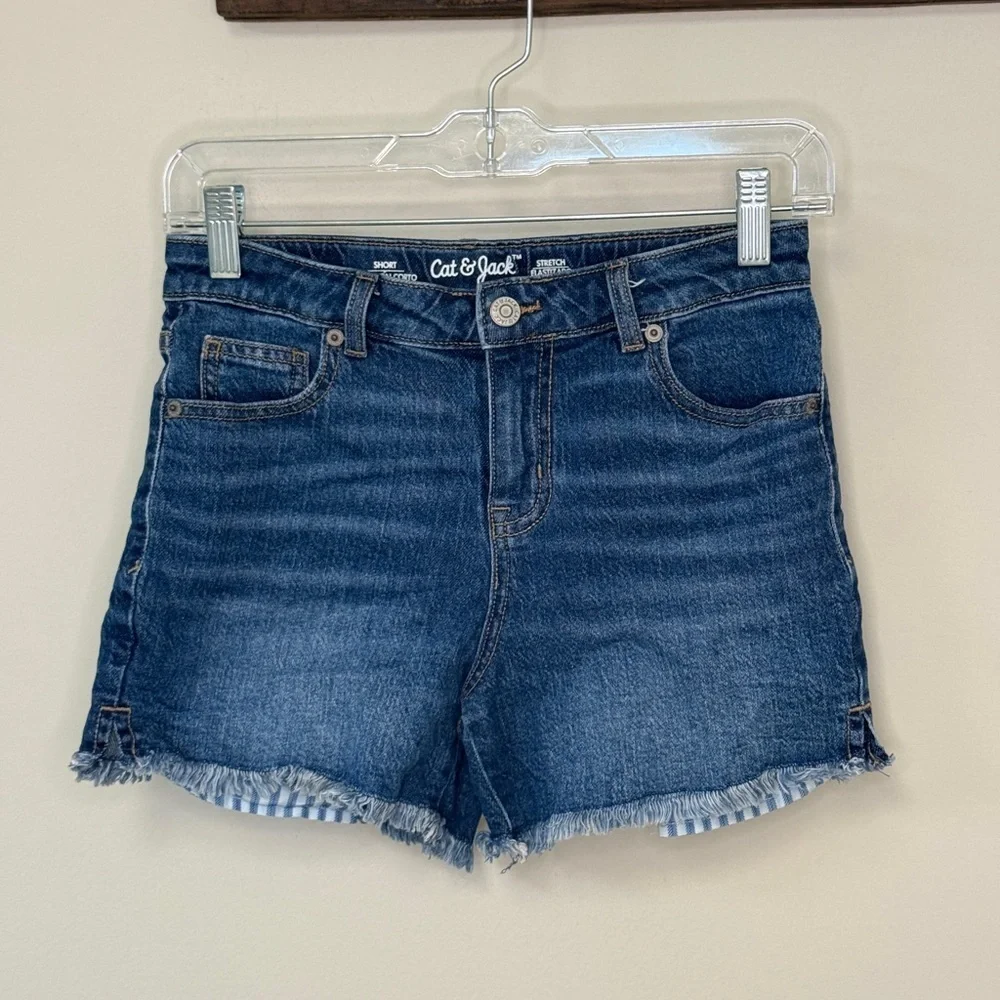 Cat & Jack: Girls Blue Raw Denim Shorts, Size L (10-12)